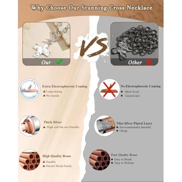 Imagem de Conjunto de colar de corrente de ouro grosso - Colares em camadas banhados a ouro 18K com pingente de cruz, one size, Latão, Sem Pedra Preciosa