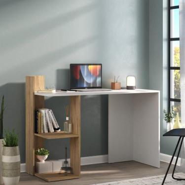 Imagem de Escrivaninha Mesa Para Computador Multimóveis Branca/rustic - MULTIMOV