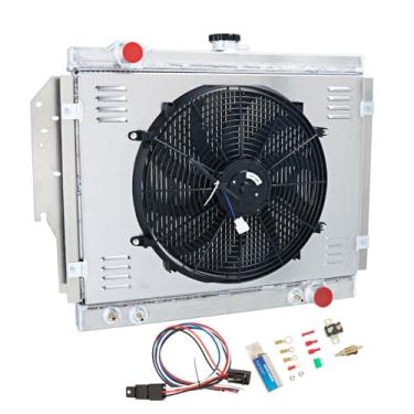 Imagem de COOLINGBEST Radiador de alumínio de 4 fileiras para Dodge CB300 D100 D150 D200 D250 D300 D350 Ramcharger RD200 W100 W150 W200 W250 W300 W350 V6 V8 1979-19 93, radiradiradiradiradiKit de termostato com ventilador elétrico