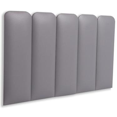 Imagem de Cabeceira Solteiro Kit 5 Placas Modelo Arredondada - Courino Cinza
