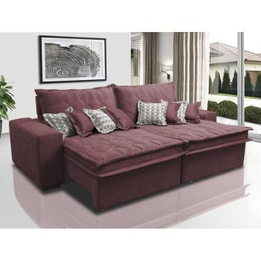 Imagem de Sofá Retrátil E Reclinável 2,72m Com Molas Ensacadas Cama Inbox Supreme Tecido Suede Velusoft Vinho