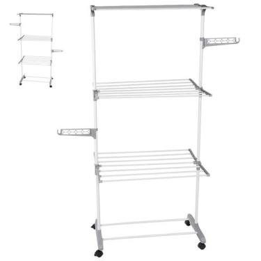 Imagem de Varal Inox 160cm Grande Dobrável 3 Andares Roupas Interno Externo Mult