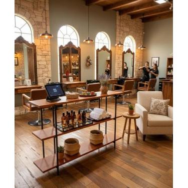 Imagem de Buffet Aparador Rústico em Madeira com Estrutura de Ferro Preto - Lonc