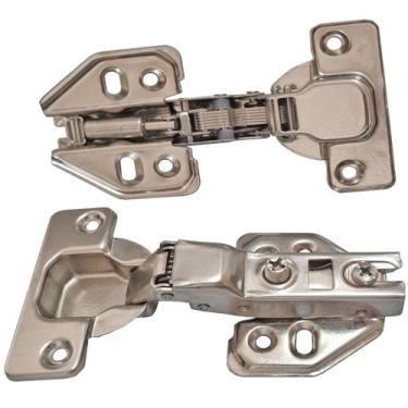 Imagem de 2pçs Dobradiças Curva Caneco Porta Armário Móveis 35mm madeira marcena