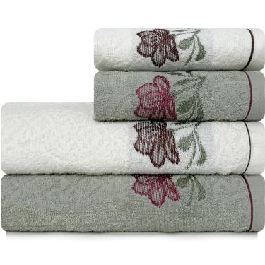 Imagem de Jogo de Toalhas 4 Peças Banho e Rosto 100% Algodão Karsten Encanto