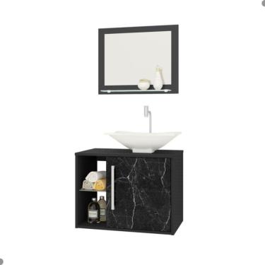 Imagem de Conjunto Gabinete E Espelheira Grenoble Preto Fosco Nero