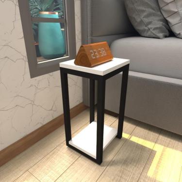 Imagem de Mesa De Cabeceira Industrial Branca Off White Canto Quarto Cabeceira Mesinha Cabeçeira Cabiceira