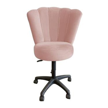 Imagem de Cadeira Mocho Para Estética Escritório Recepção Veludo Rosa Sj Móveis E Decoração