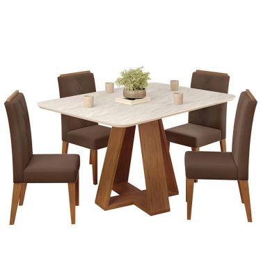 Imagem de Mesa Jantar Kiara E 4 Cadeiras Yasmin Freijo Veludo Moca Dj Moveis