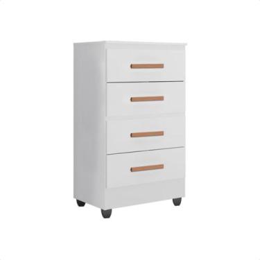 Imagem de Cômoda Lite 4 Gavetas Multiuso Para Quarto Com Pés - Móveis Leão