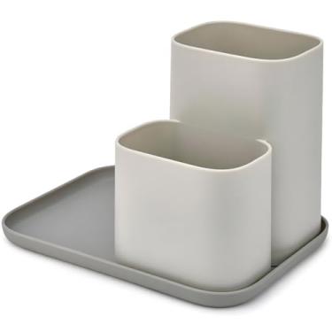 Imagem de Genérico Organizador de Bancada Multifuncional, Plástico, Retangular, 8 Compartimentos, Extensível, 33x44x8 cm, Preto