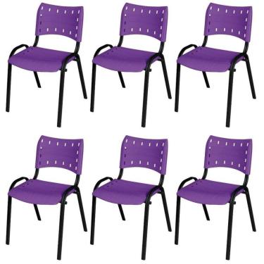 Imagem de Cadeira Iso Base Preto Igreja, Escola, Escritório - Violeta Kit 6 Peças