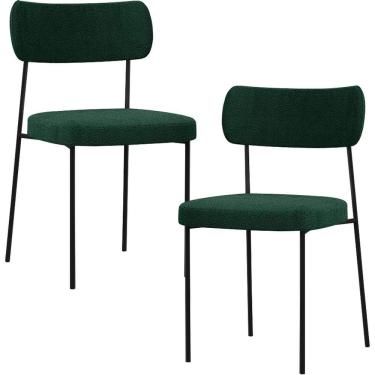 Imagem de Kit 02 Cadeiras Estofadas De Jantar Melina L02 Bouclê Verde