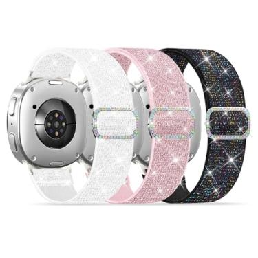 Imagem de 3 pulseiras de nylon compatíveis com Samsung Galaxy Watch 8 de 40 mm e 44 mm/8 Classic de 46 mm, pulseira esportiva macia e elegante para Galaxy Watch 8 Classic de 46 mm/8 40 mm e 44 mm