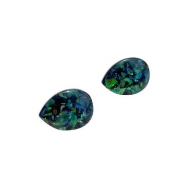 Imagem de Brinco de Gota Verde Mesclada com Base em Aço Inox Hipoalergênico - Pi