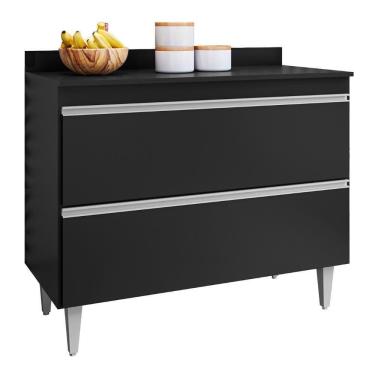 Imagem de Balcão De Cozinha Com Tampo 100cm 2 Portas Julia M24 Preto - Mpozenato