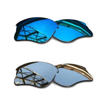 Imagem de SmartVLT Lentes de reposição masculinas para óculos de sol Oakley Flak Jacket - Mais opções, Titânio azul gelo e prata, Tamanho �nico