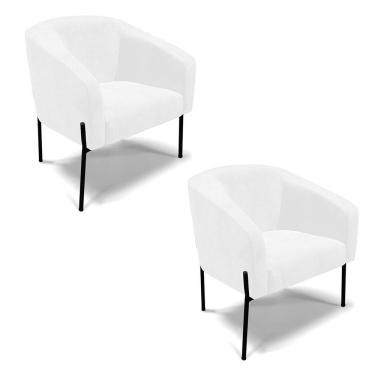 Imagem de Poltrona Pé De Ferro Preto Kit 2 Stella Corano D03 - D'rossi Cor Branco