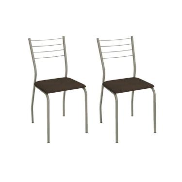 Imagem de Cadeira Sala De Jantar Malta 2c140nk Aço Kit 2 Un Niquel/suede Cappuccino - Kappesberg