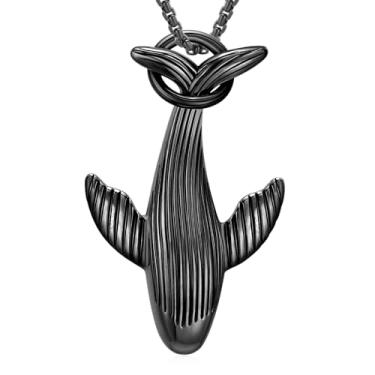 Imagem de Colar de urna de cremação de baleia para mulheres e homens, colar com pingente de cinzas de peixe do oceano e presente, one size, Aço inoxidável, Zircônia cúbica