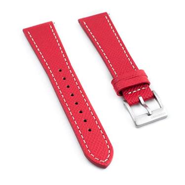 Imagem de StrapHabit Pulseira de couro de flor integral – substituição de pulseira de relógio de liberação rápida – Pulseira de couro Epsom para homens e mulheres – 21 mm, vermelho escarlate