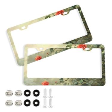 Imagem de SEHANY Molduras de placa de carro rosa dos namorados, capas de moldura de placa de carro de alumínio à prova de ferrugem com orifícios elípticos e parafusos serve para veículos padrão dos EUA tamanho