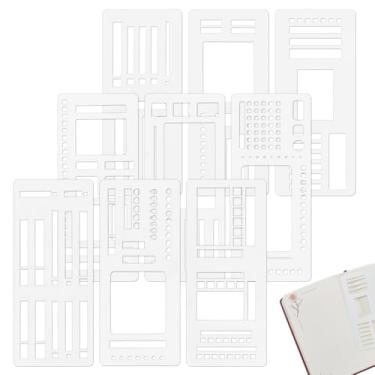 Imagem de AHANDMAKER Conjunto de 9 peças de estêncil de diário feito à mão e flexível, modelo de lista de verificação faça você mesmo, kit de estêncil para agenda, agenda, listas de verificação, scrapbook