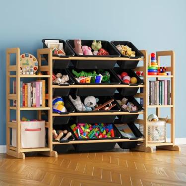 Imagem de SpaceAid Organizador de armazenamento de brinquedos com 6 prateleiras e 12 caixas, organizador de brinquedos, estante de brinquedos para quarto, sala de jogos, decoração de quarto, preto verdadeiro