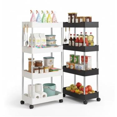 Imagem de Carrinho Organizador com Rodinhas 4 Andares – Multiuso para Cozinha, Lavanderia e Banheiro – Tamanho G, Fácil Montagem, Resistente e Versátil