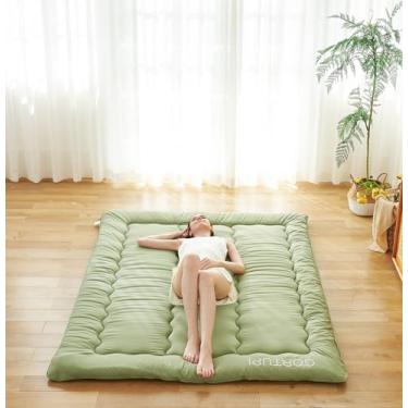Imagem de Colchão Queen Japanese Futon - capa lavável, tapete de dormir dobrável para chão - verde, Queen