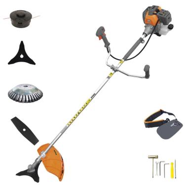 Imagem de Aparador de Grama À Gasolina Tekna RL430P 43cc 1,7HP 2T Completa Com Carretel de Nylon + Faca 2 Pontas + Faca 3 Pontas + Escova Rotativa de Aço