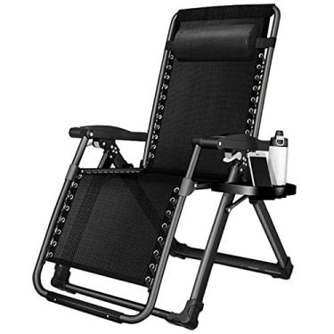 Imagem de LMJYU - Cadeira reclinável grande com gravidade zero para pessoas resistentes, espreguiçadeira dobrável com travesseiro e suporte para copos, suporta 150 kg
