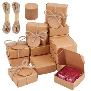Imagem de PH PandaHall Pacote com 50 caixas de presente pequenas, conjunto de caixas quadradas de papelão coloridas do Peru com corda e etiquetas para casamento, dama de honra, lembrancinhas de festa de