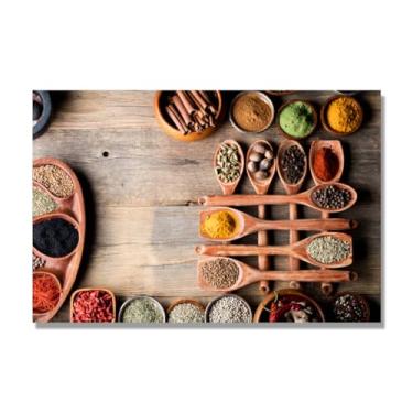 Imagem de NHLDZYH Tela decorativa cozinha, arte vintage especiarias coloridas, arte de parede quadros para sala de estar quarto cozinha. B39. 70 x 105 cm apenas tela