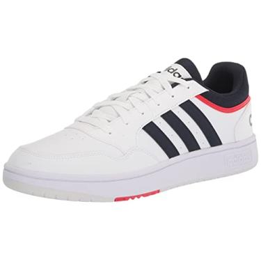 Imagem de adidas Tênis de basquete feminino Hoops 3.0 Low, Branco/Legend Ink/vermelho vívido, 40