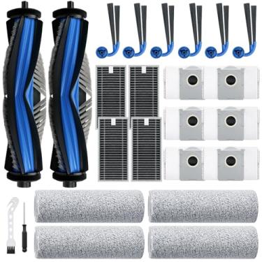 Imagem de Bluevisk Peças de reposição X9 Pro Omni para aspirador de pó robótico Ecovacs Deebot X9 Pro Omni X9 Pro com 2 escovas de rolo, 4 esfregões, 4 HEAP, 6 sacos de pó, 6 escovas laterais, 1 chave de fenda
