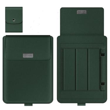 Imagem de GANGANPRO Capa para laptop de 16 a 17 polegadas com suporte compatível com laptop Microsoft Surface 5/4/3/2 de 13,5 polegadas, MacBook Air/Pro de 13,3 polegadas, capa de couro PU para laptops de 15 a
