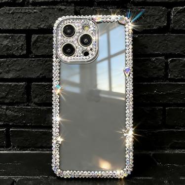 Imagem de Bonitec Compatível com iPhone 13 Pro Bling Capa transparente 3D deslumbrante diamante strass com design de estrela e gota, compatível com MagSafe Luxury Glitter Women Girls 3D Fancy Sparkle Girly Case