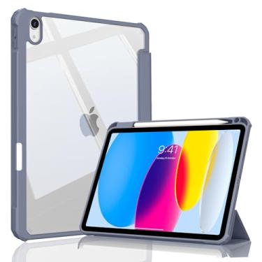 Imagem de JKSML Capa para iPad (A16) 11ª geração 11 polegadas 2025, iPad 10ª geração 10 polegadas 2022, capa traseira fina à prova de choque transparente com suporte para lápis, compatível com Touch ID