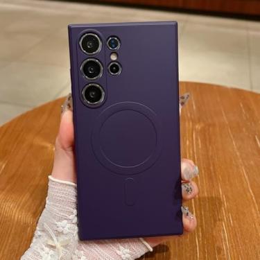 Imagem de Capa magnética de silicone para Samsung Galaxy S25 S24 S23 S22 S21 Ultra Plus S25 Fe, capa macia de TPU à prova de choque (para Galaxy S24/Roxo Escuro)