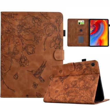 Imagem de Newhalper Capa de tablet para Samsung Galaxy Tab A11+/A11 Plus 27.9 cm 2025, carteira flip de couro PU, estampa de pássaros, capa à prova de choque para Galaxy Tab A9+/A9 Plus 2023, marrom
