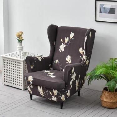 Imagem de Capas de poltrona Wingback estampadas, cadeiras de destaque, capas de cadeira, protetor de móveis, tecido elástico com elástico antiderrapante para sala de estar - Tipo 08||Tamanho regular