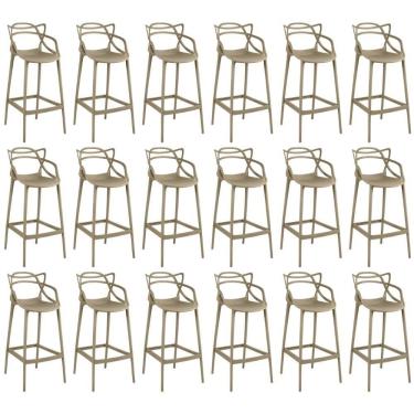 Imagem de Kit 18 Banquetas Allegra Com Encosto Design Cozinha/bancada - Nude