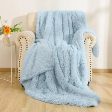 Imagem de Cobertor BENRON 127x152 cm Azul claro Soft Sherpa Throw