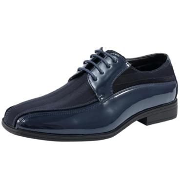 Imagem de Viotti 179, sapatos Oxford casuais para homens, cadarços listrados de cetim, sapatos masculinos casuais de couro e cetim, para todas as ocasiões formais, Azul marino, 40
