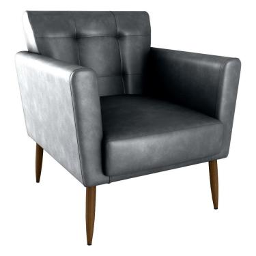 Imagem de Poltrona Decorativa Pes Palito Cancun Corino Frankfurt Milani Store Preto Grafite