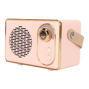 Imagem de ZJchao Alto-falante retrô, Mini Alto-falante Vintage 5.0 Com Reprodutor de Mp3 USB AUX, Pulseira de Couro, Saída de 5 W, para Presente de Festa de Acampamento, Decoração de Casa (Rosa)