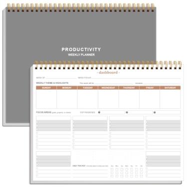Imagem de Planejador semanal de produtividade – painel de notas de 21,6 cm x 28 cm tem 6 áreas de foco para listar tarefas para objetivos, projetos, clientes, acadêmicos ou refeições - organize seu trabalho
