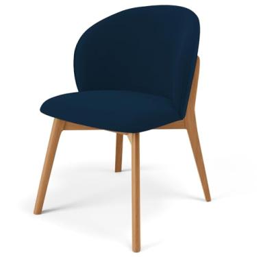 Imagem de Cadeira de Jantar e Estar Living Estofada Mia L02 Suede Azul Marinho - Lyam Decor