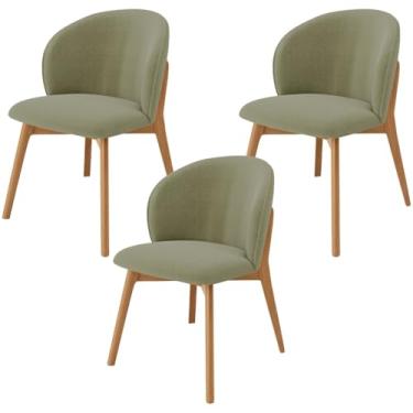 Imagem de Kit 03 Cadeiras de Jantar e Estar Living Estofada Mia L02 Bouclê Oliva - Lyam Decor